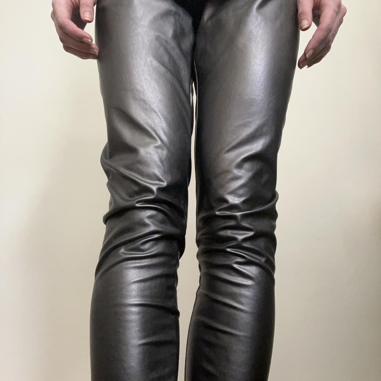 Mid 2000’s metallic silver leggings. PU leather but... - Depop