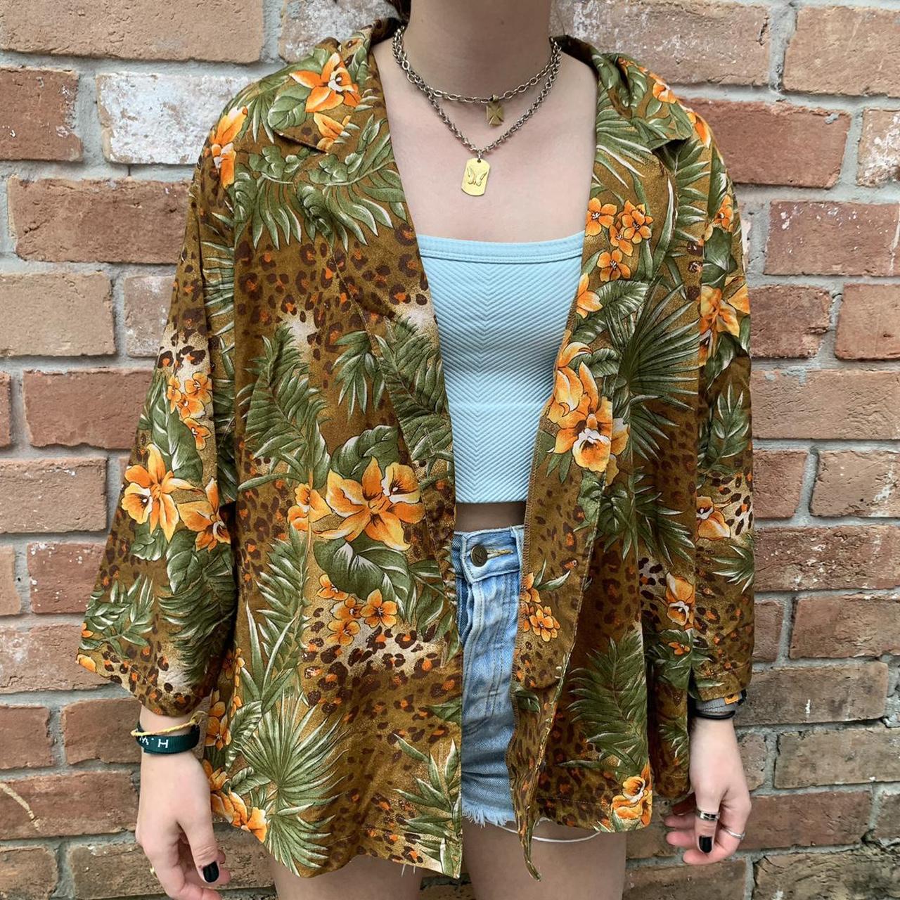 Women's Orange and Green Jacket Depop
