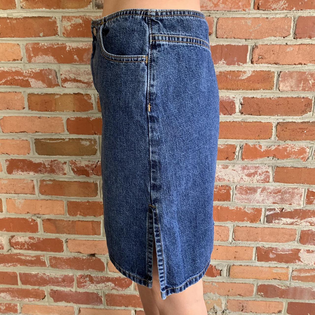 VINTAGE 90s denim skirt with side... - Depop