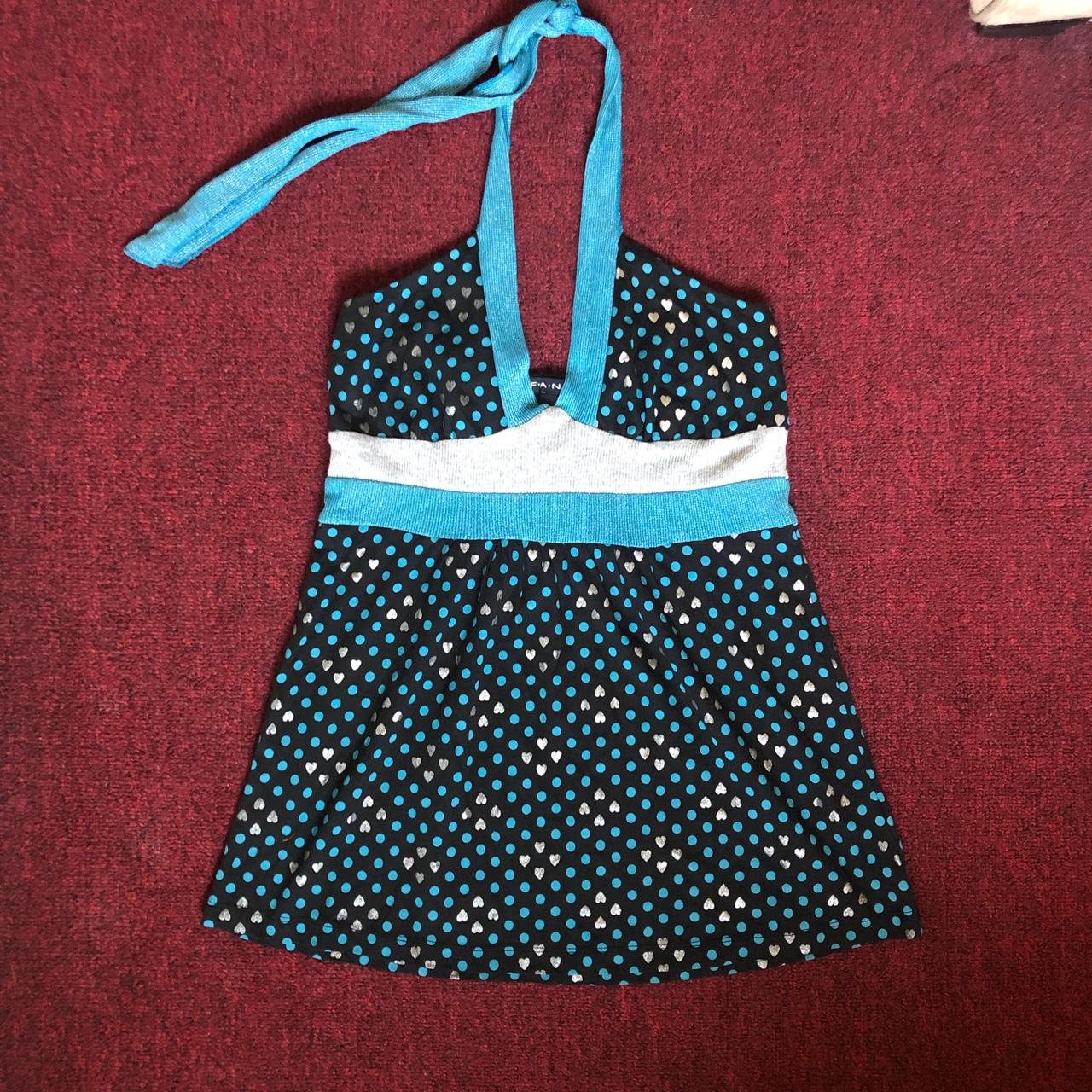 Cute Y2k Fang Halter Top 🤍 Has Blue Polka Dots And - Depop