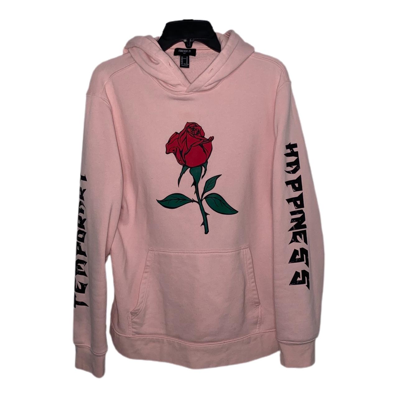 Pink Rose Hoodie hoodie rose pink pullover Depop