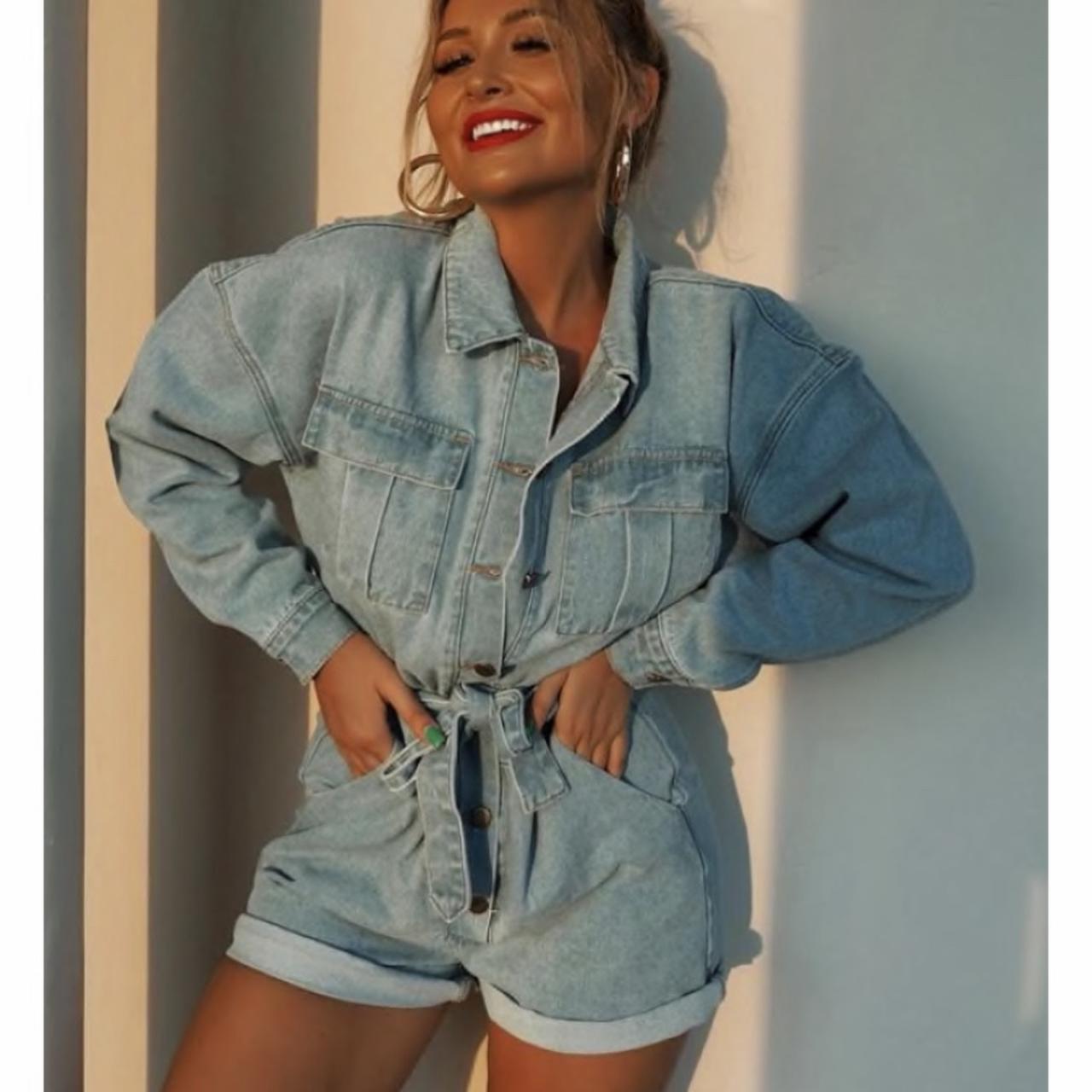 oversized denim playsuit