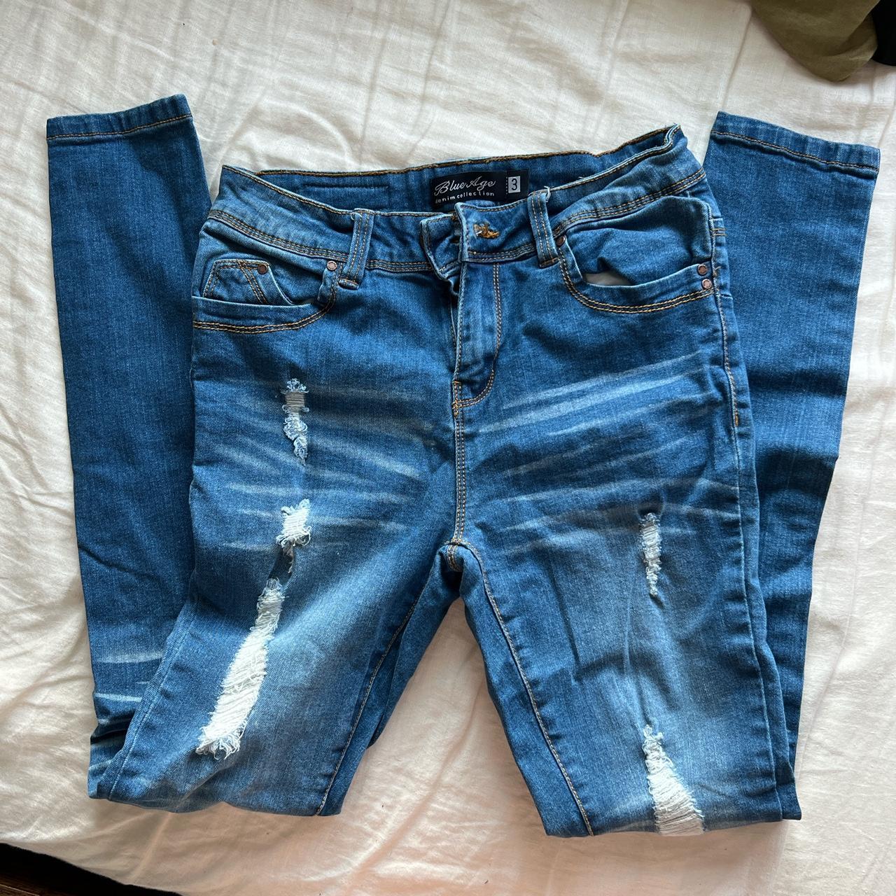 Blue age denim collection skinny jeans Size... - Depop