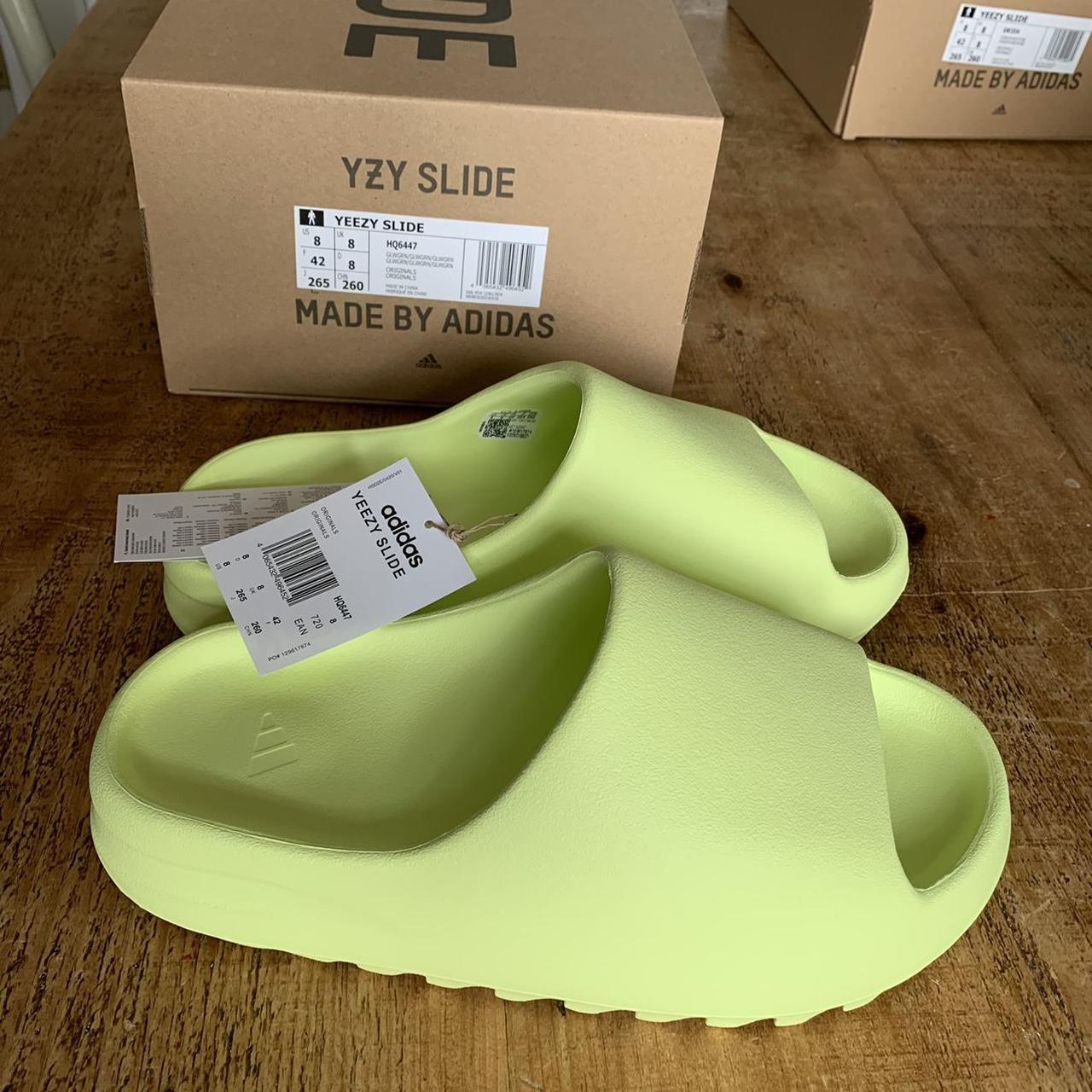 Yeezy slide yellow glow green • size 8 • open to... Depop
