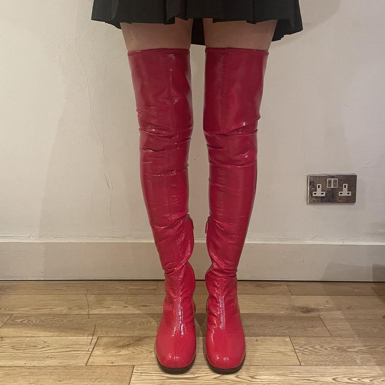 Prada red boots best sale