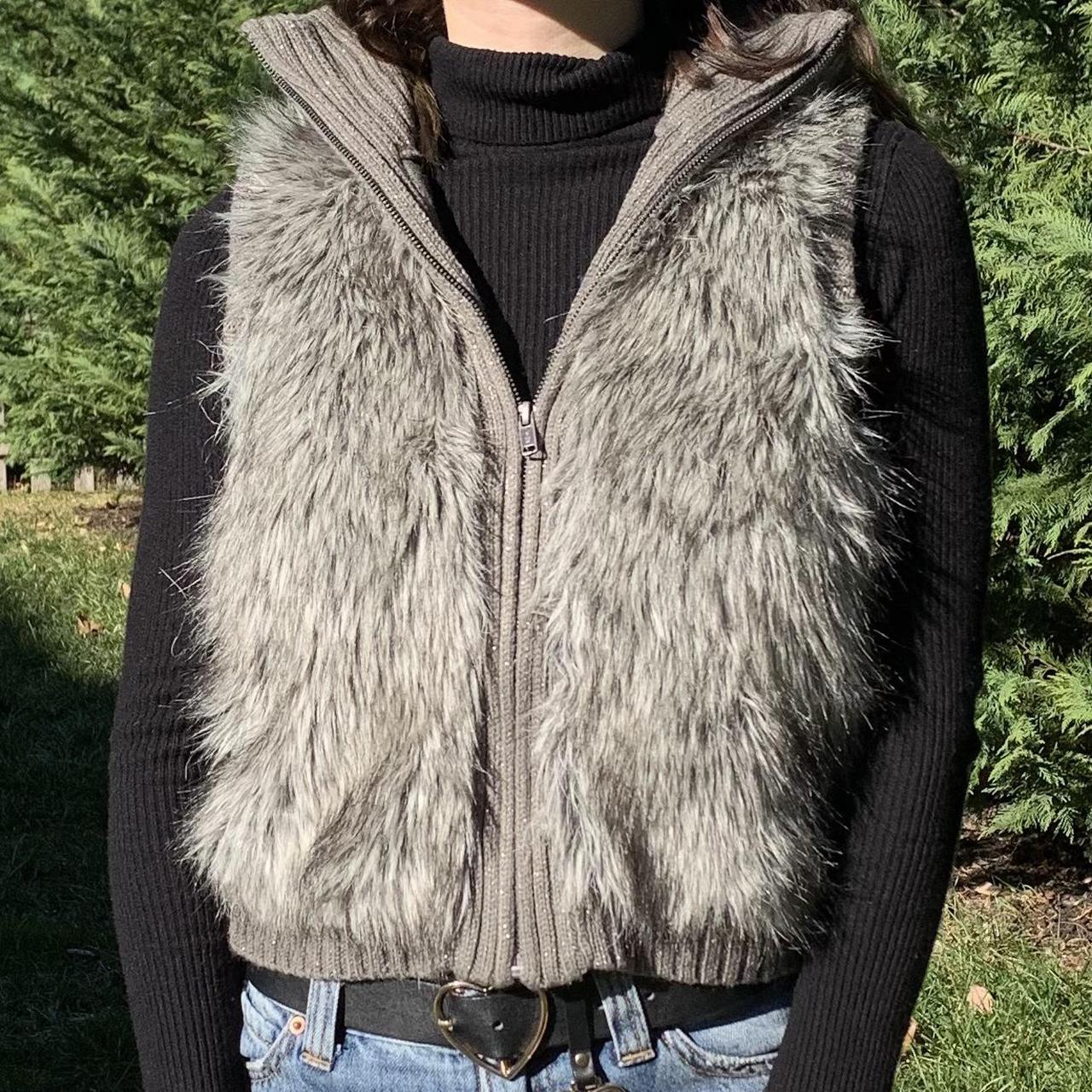 fuzzy grey vest