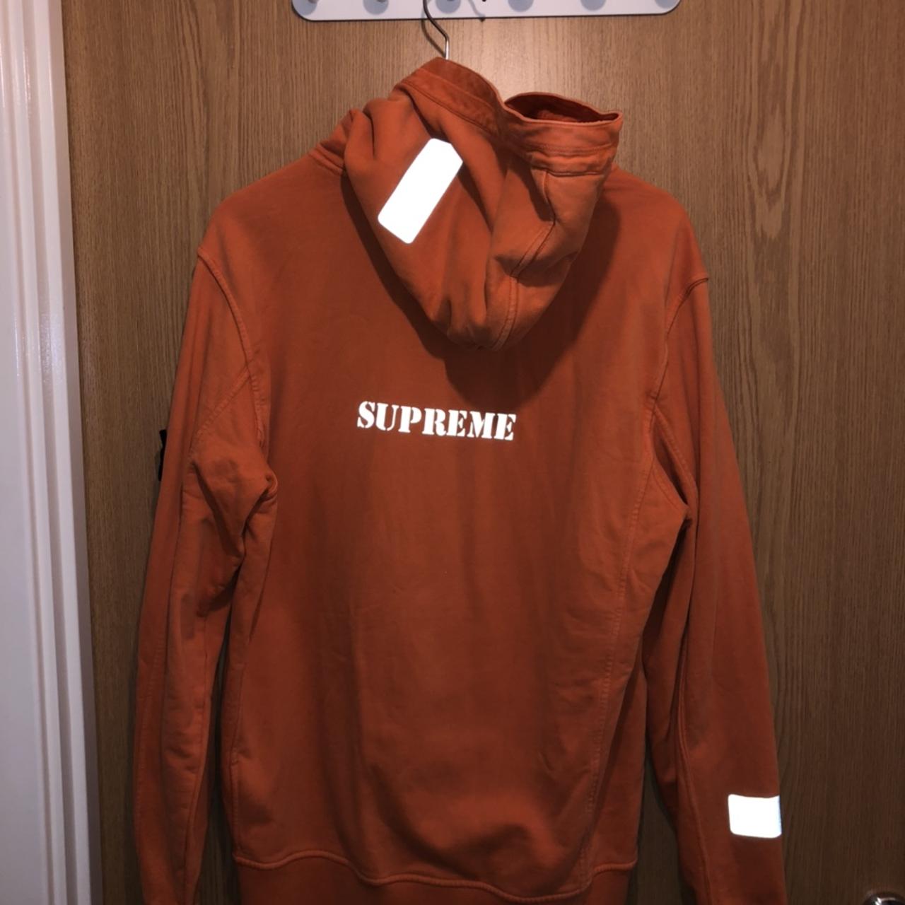 Supreme stone island hot sale hoodie orange