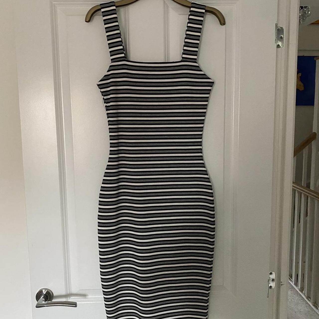 Primark body con dress Black and white stripes... - Depop