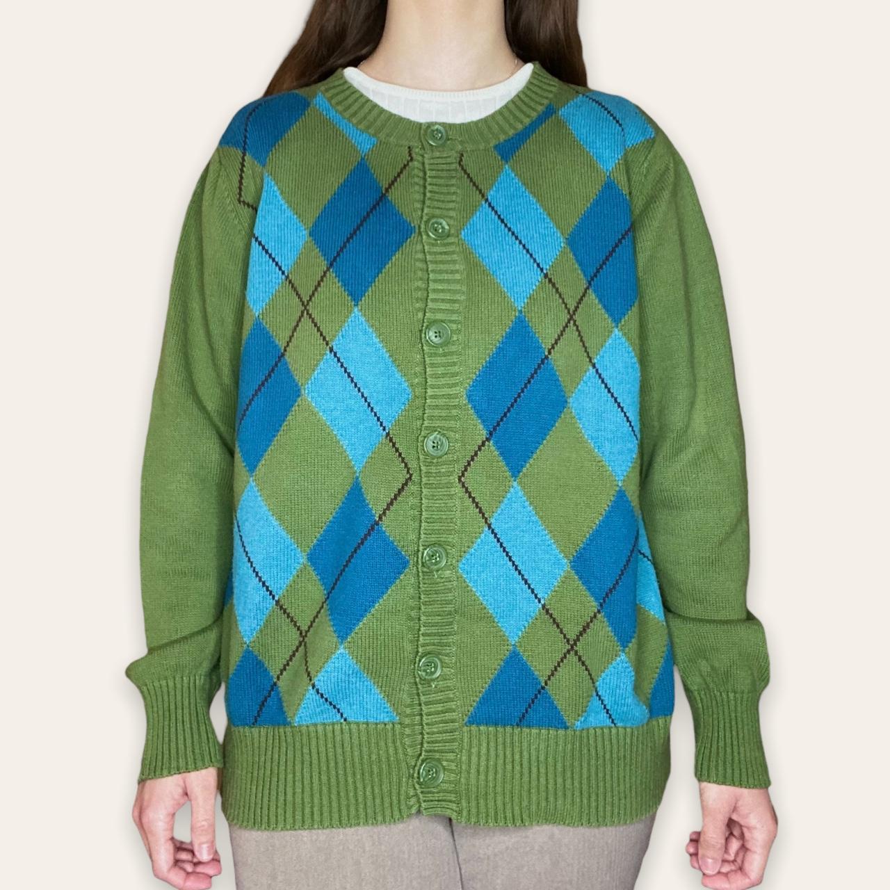 argyle cardigan green