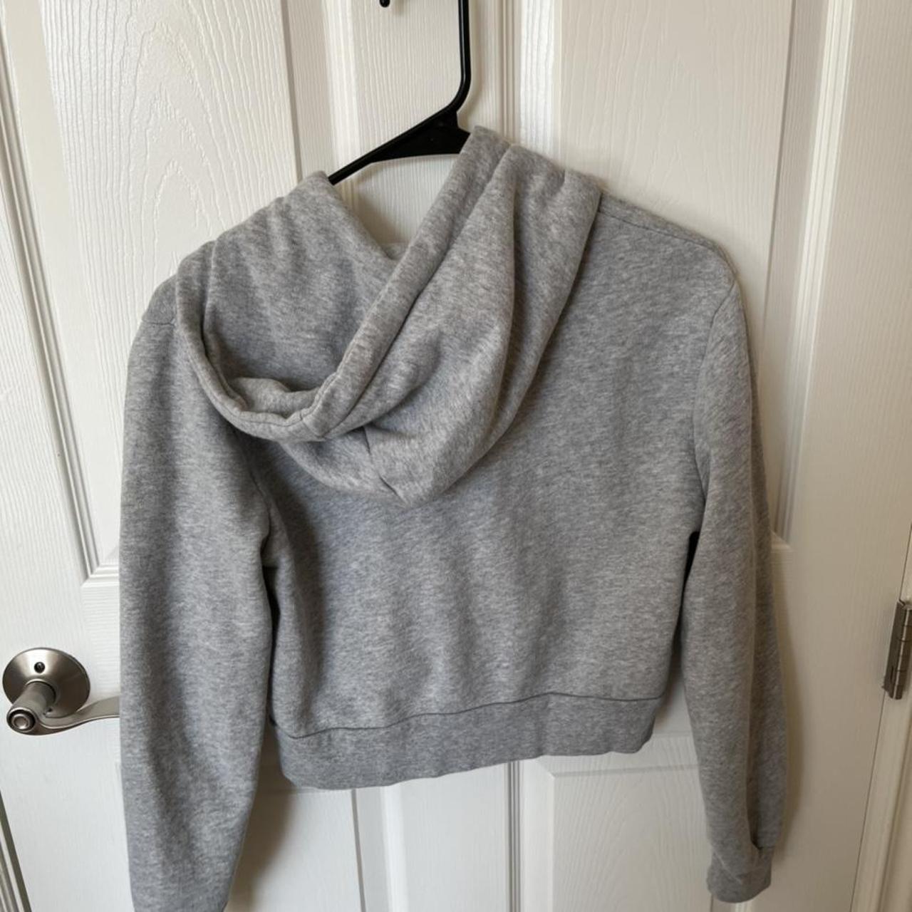 Brandy Melville Cropped Grey Zip Up Sweatshirt Depop