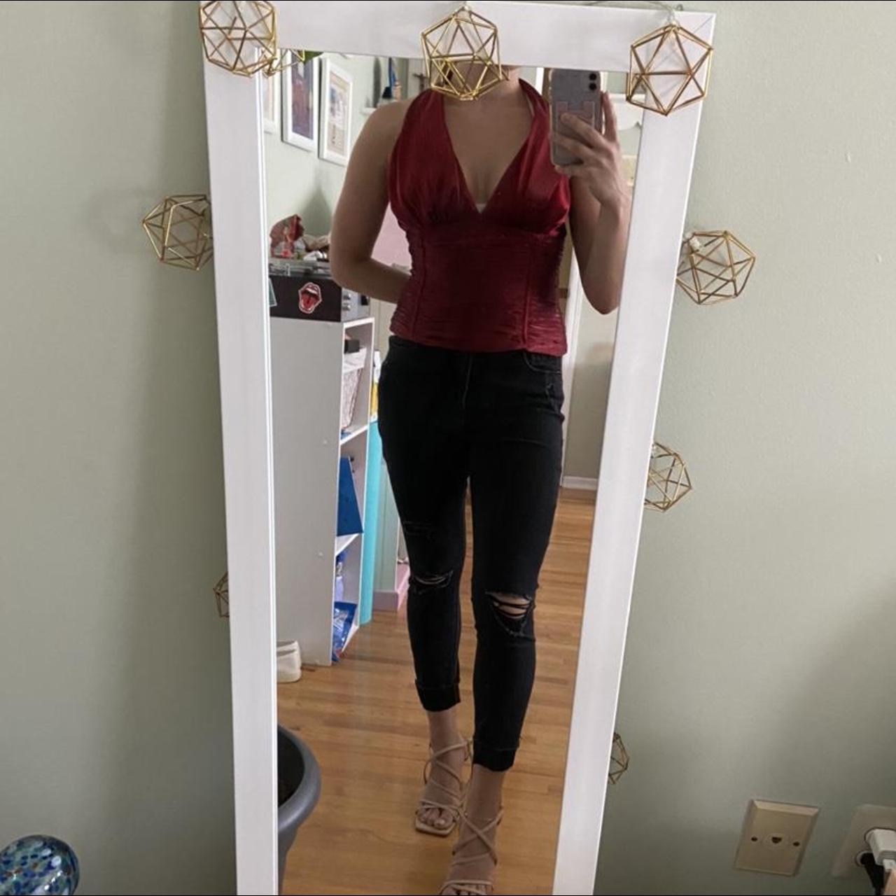 2000s burgundy corset halter top. perfect for going... Depop