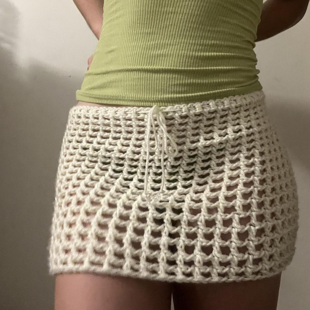 The ‘OG mini skirt’ A crochet mesh low/mid rise mini... - Depop