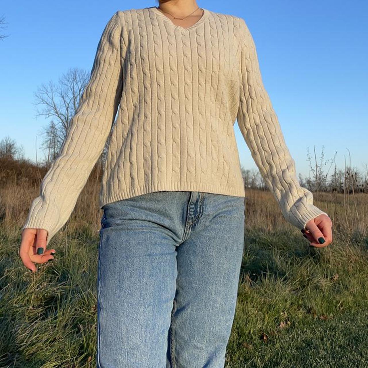 Product Image 1 - cable knit v-neck sweater

tan/beige color
brand: