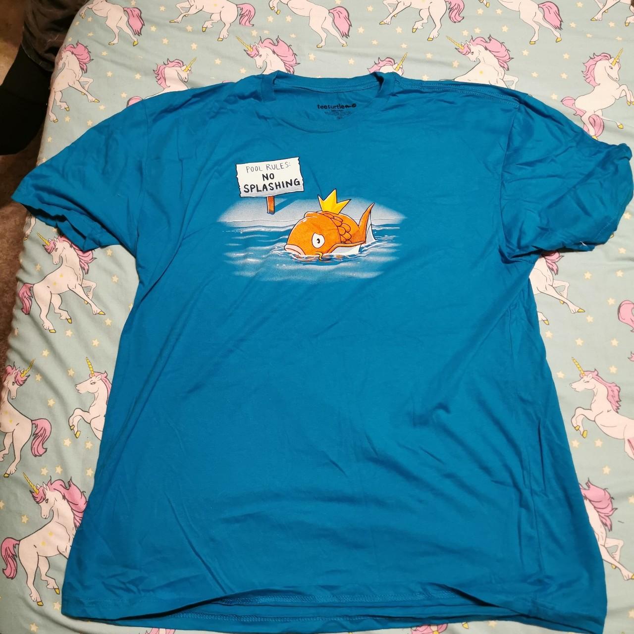 Magikarp Pokemon no splashing tshirt in blue, size... - Depop