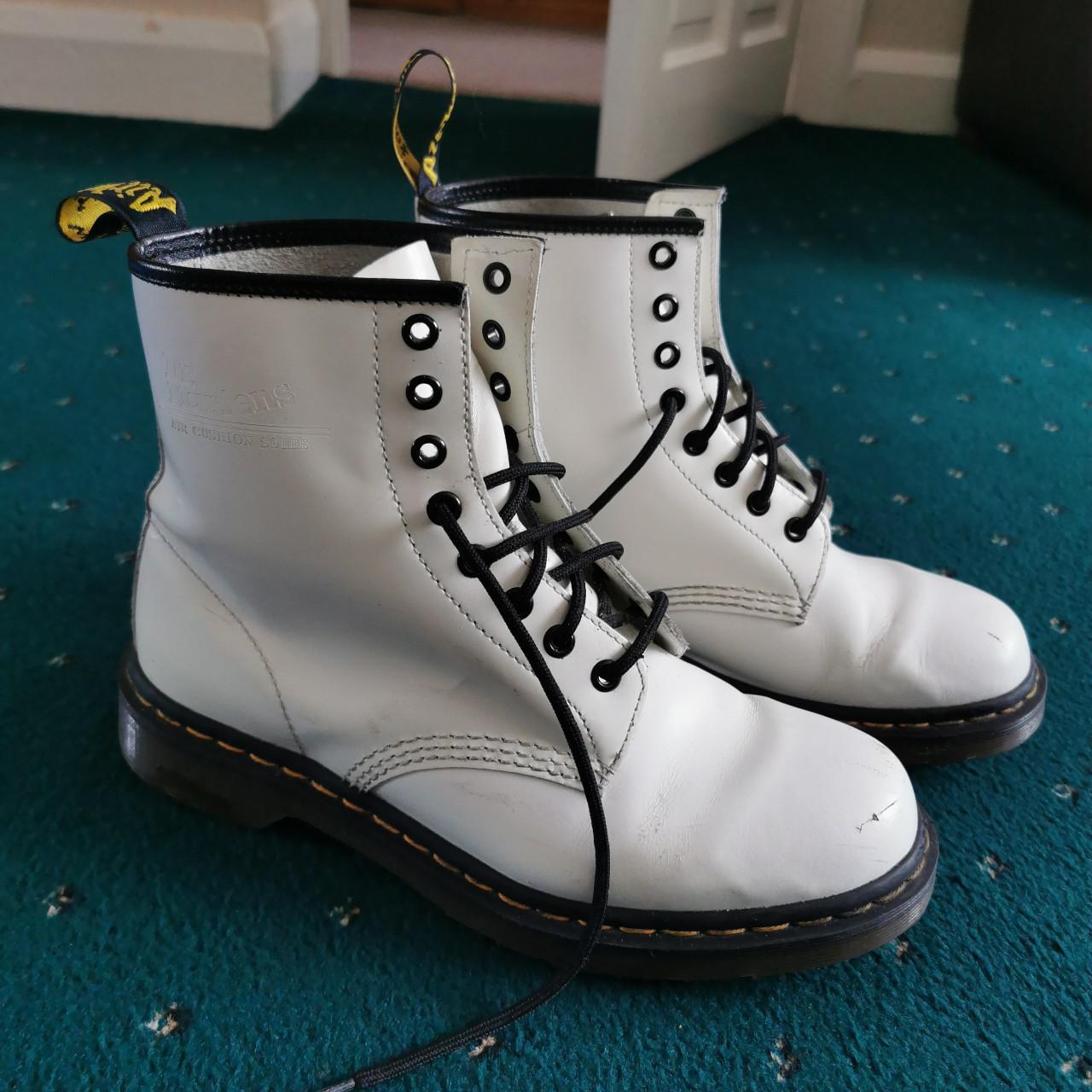 Dr Martens 1460 air cushion soles in white leather,... - Depop