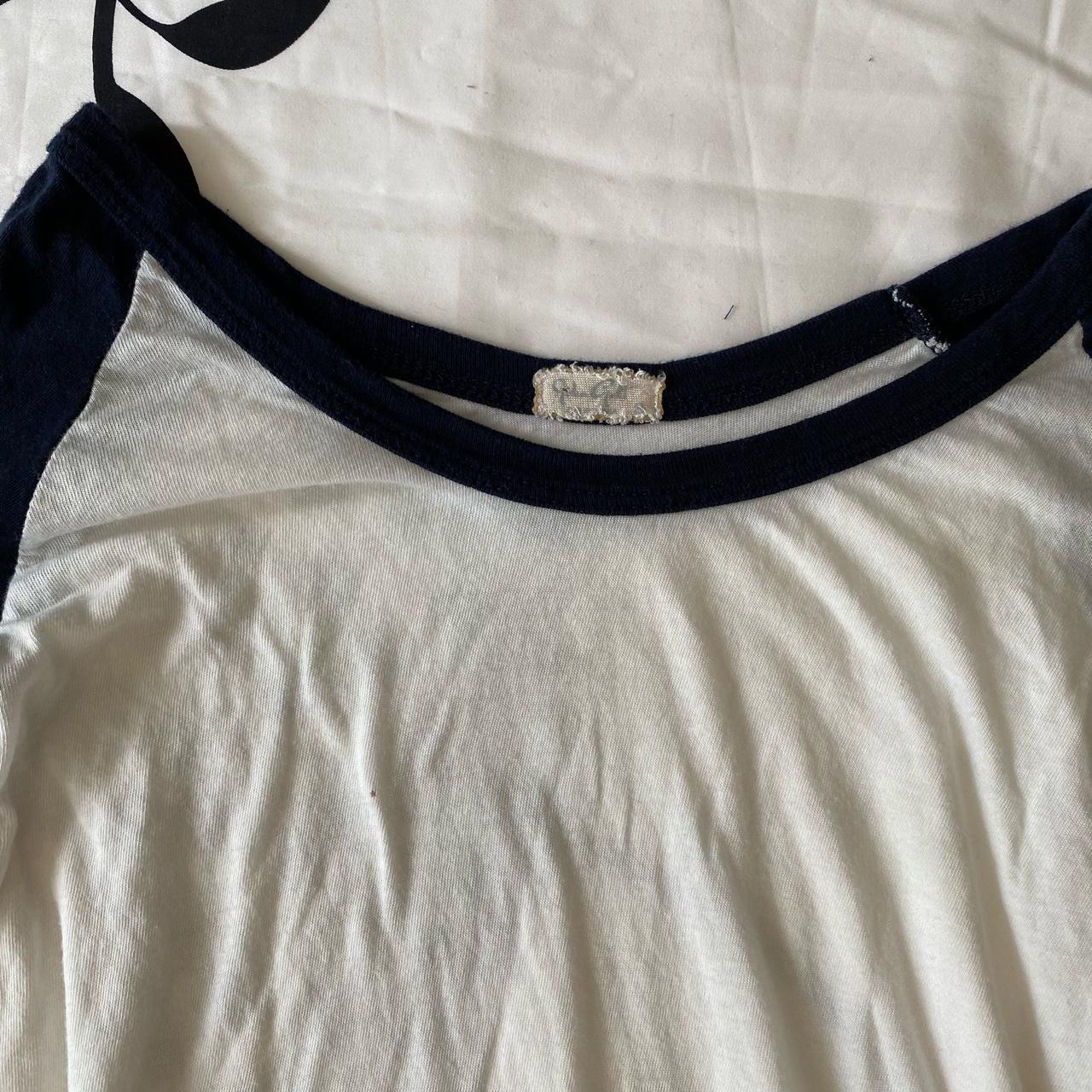 Navy & White Raglan Long Sleeve Tee Lightweight... - Depop