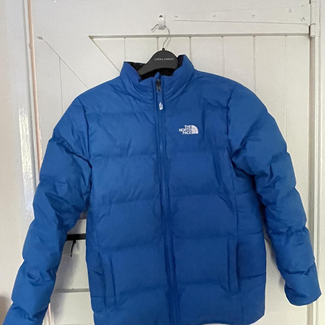 blue reversible north face coat Depop