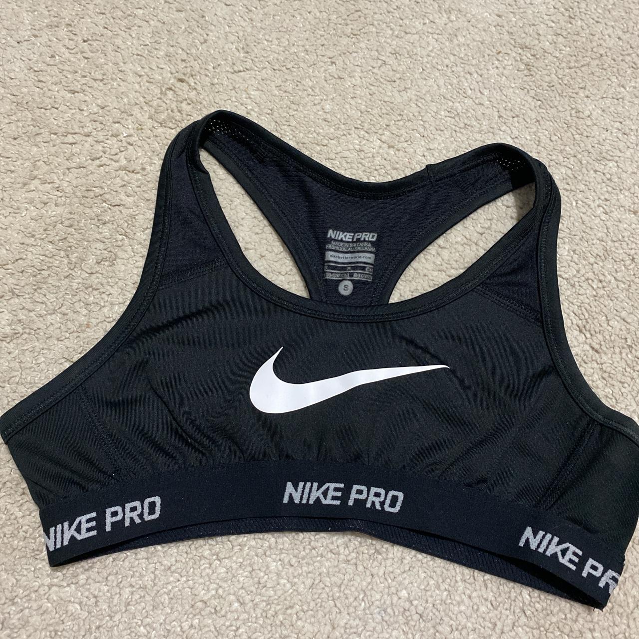 Nike Pro Dri-Fit sports bra Black and blue print - Depop