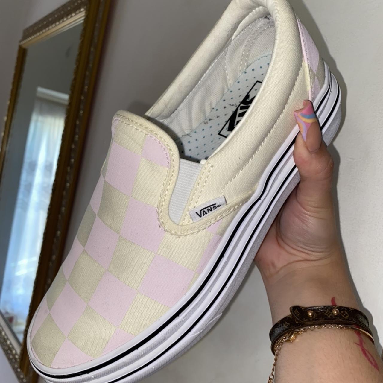 Pink checkerboard hotsell platform vans