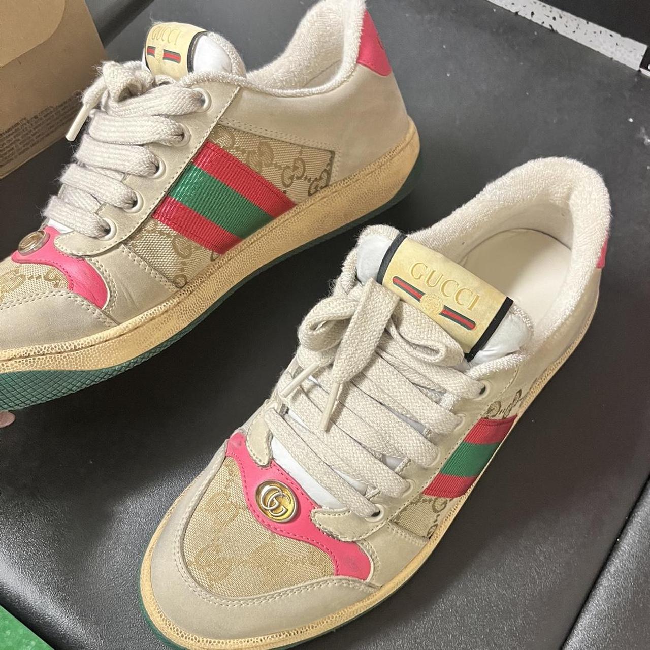 gucci womens screener leather sneakers! butter... - Depop