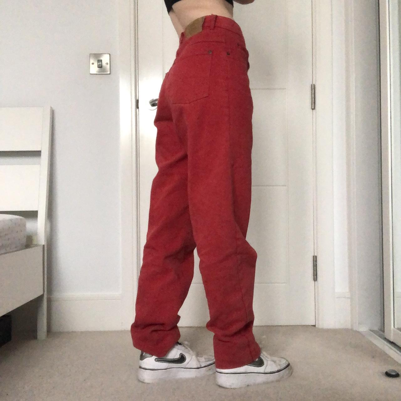 Red baggy jeans bought from Sobeys / no size on... - Depop
