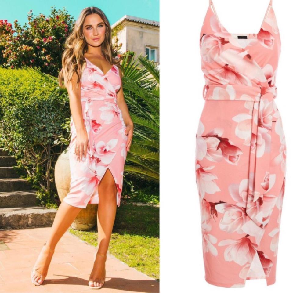 Sam faiers coral floral wrap orders midi dress