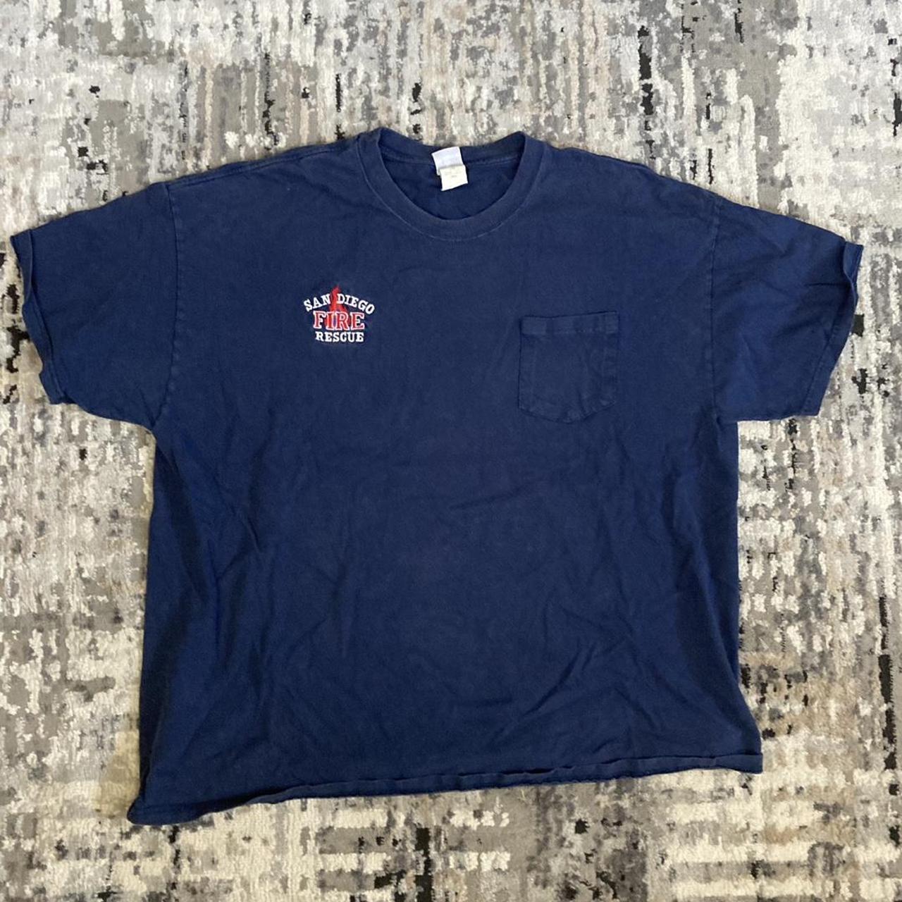 Vintage Navy San Diego Fire Rescue Tshirt Sz XXL In... - Depop