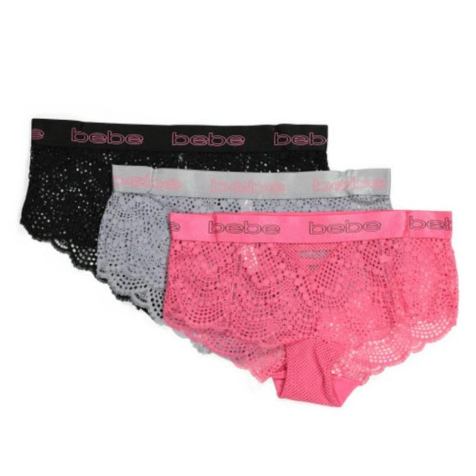 bebe NWT Rhinestone Bikini Panty 3-Pack Underwear - Depop