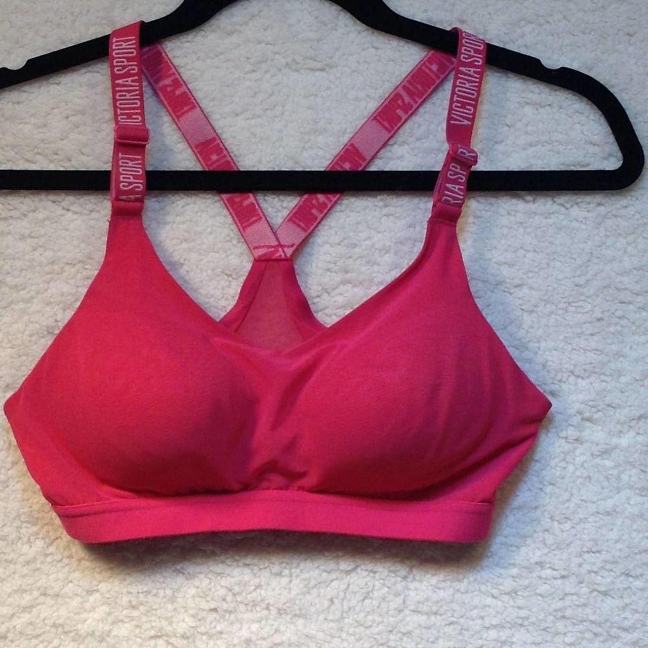 Victoria's Secret Hot Pink Sport Bra 34B Wide Strap... - Depop