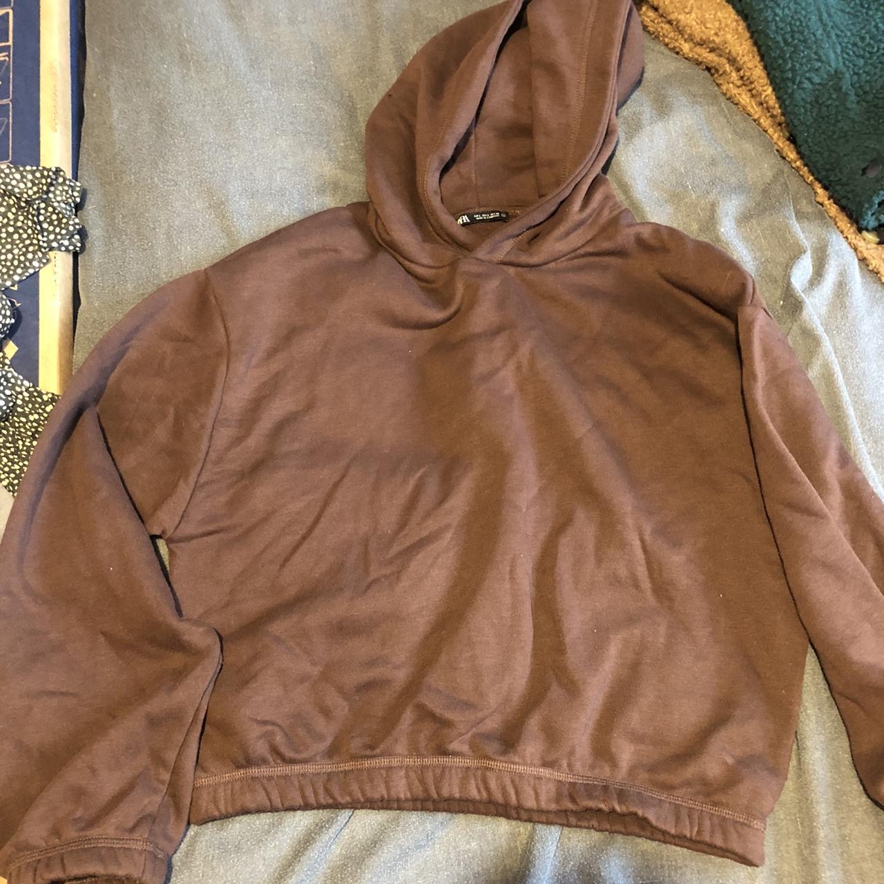 zara brown hoodie