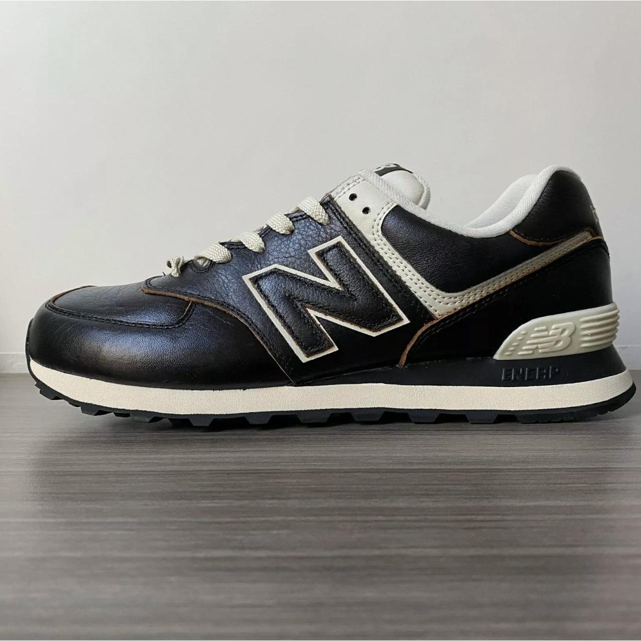 New Balance 574 Black Leather Shoes Men's Depop