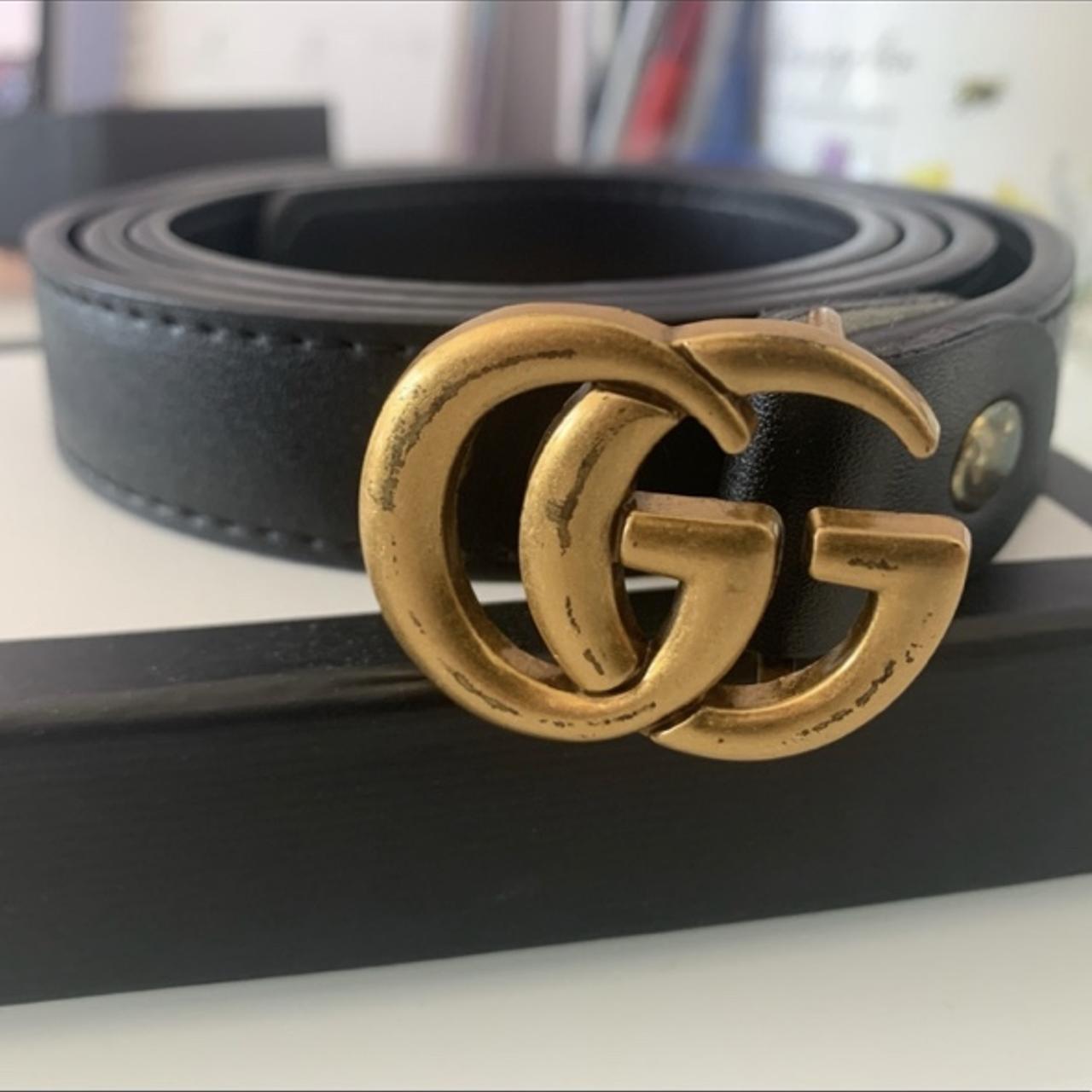 Non authentic Gucci double G skinny belt! Hardware a... - Depop