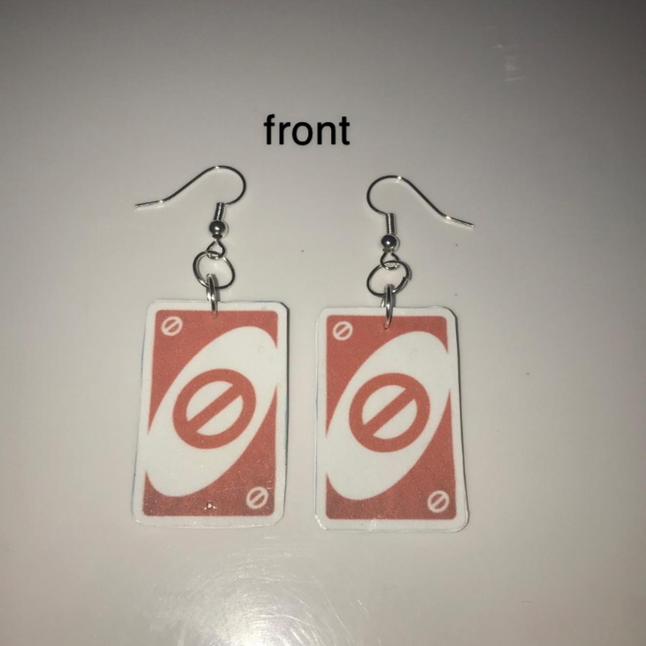 red uno reverse card earrings - Depop