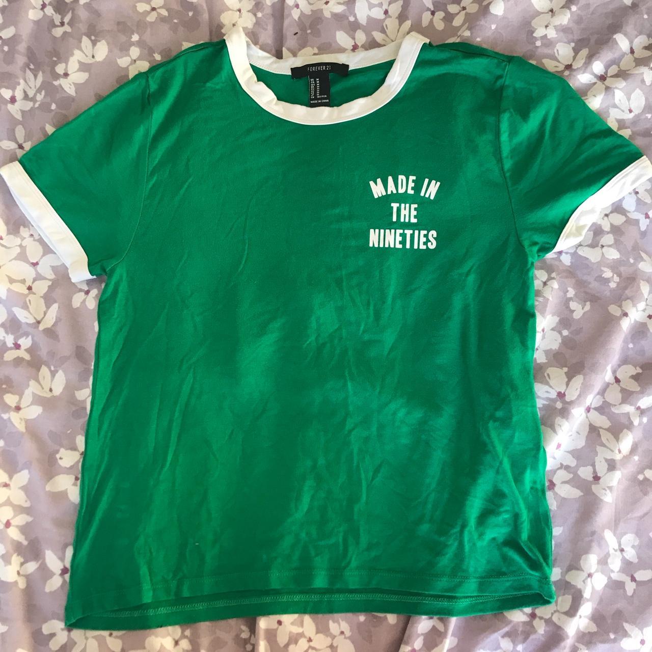 Forever 21 green ‘made in the nineties’ top xx Size... - Depop