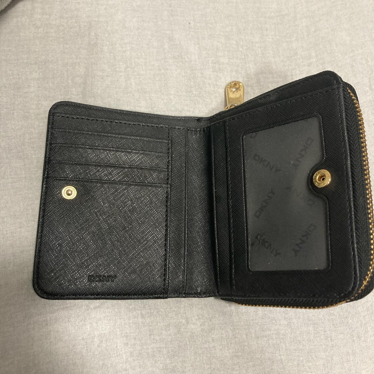 DKNY BLACK COIN PURSE/ CARD HOLDER WITH GOLD ZIP AND... - Depop
