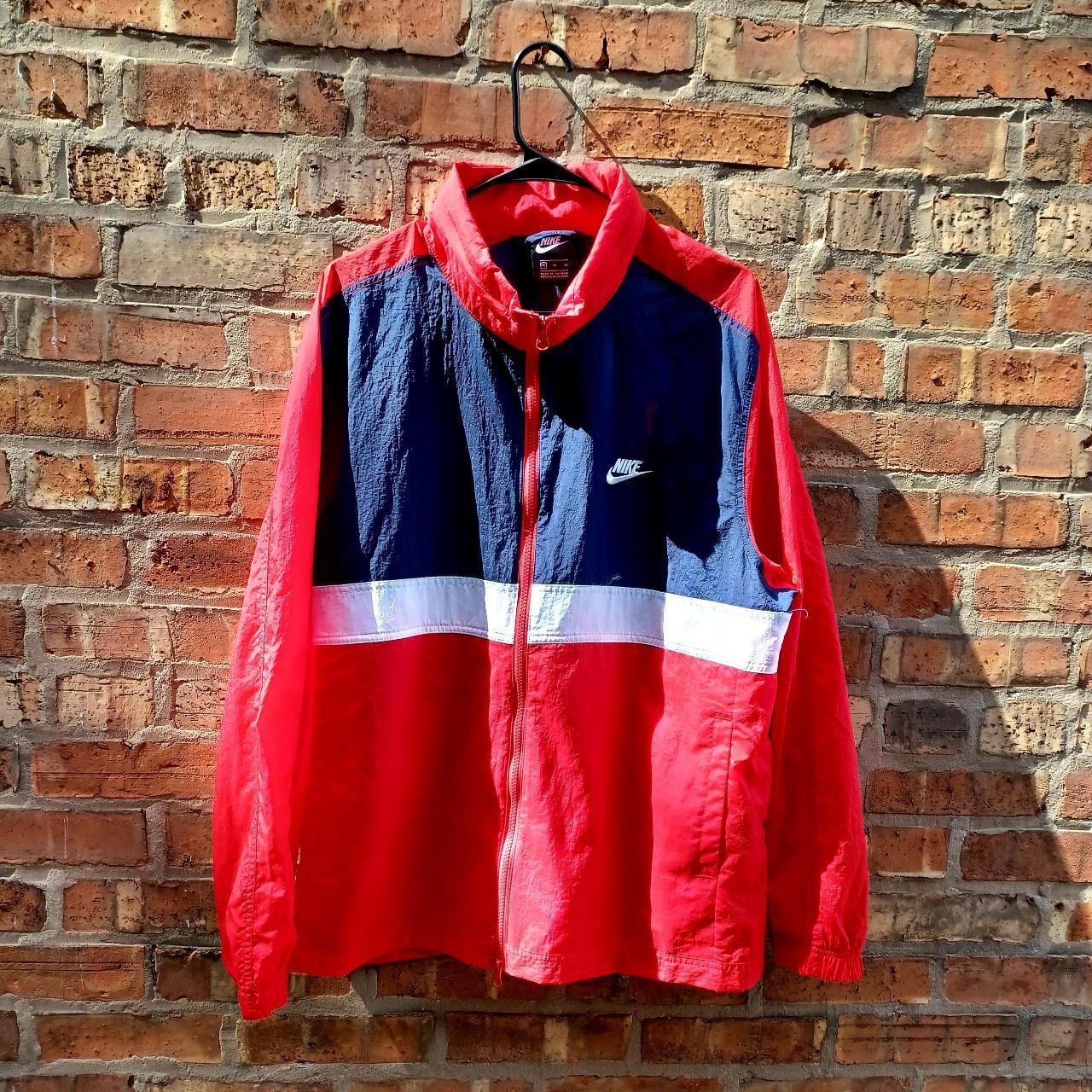 Nike Men’s Vintage Sportswear Windrunner Jacket Red... Depop