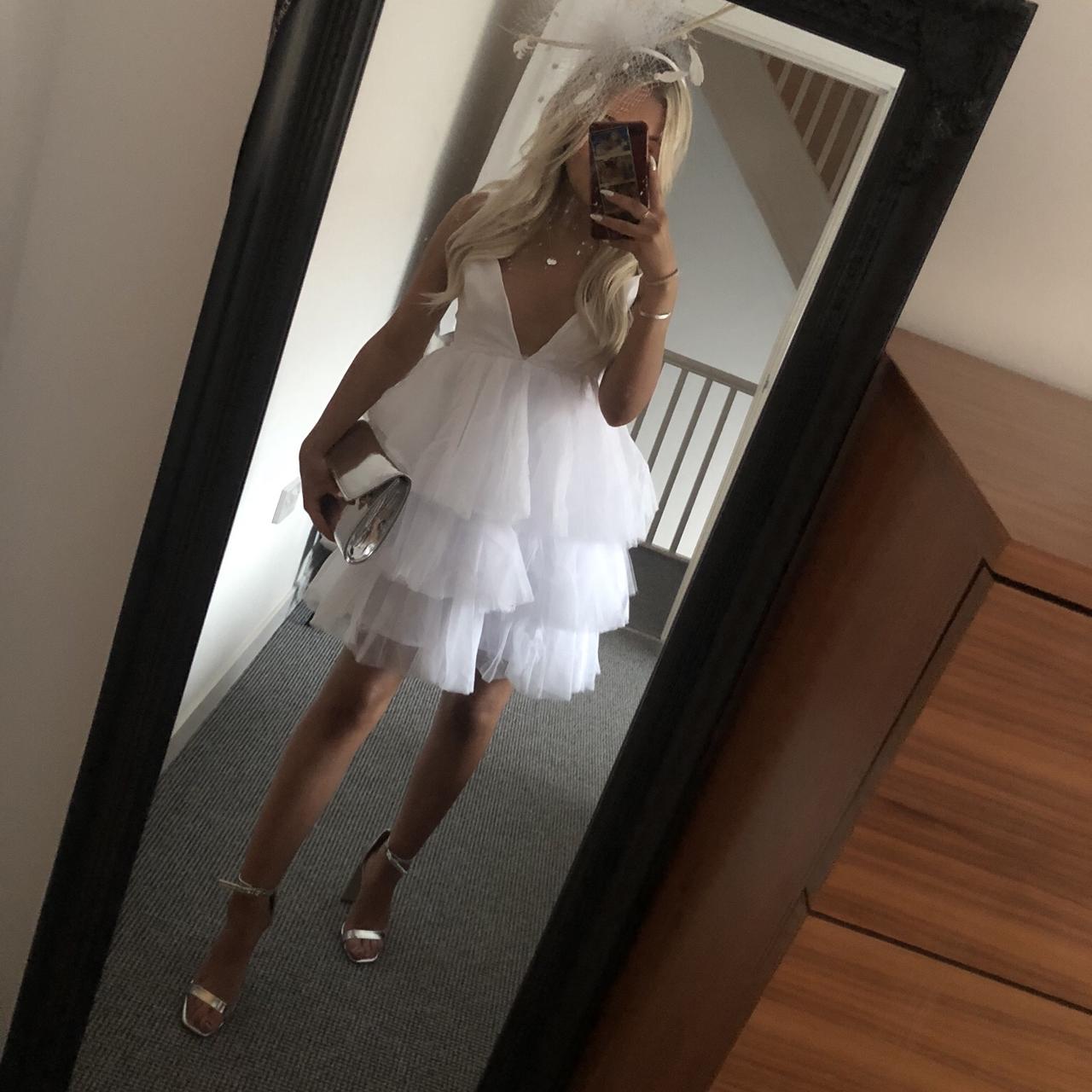 She bad hot sale ruffle dress white