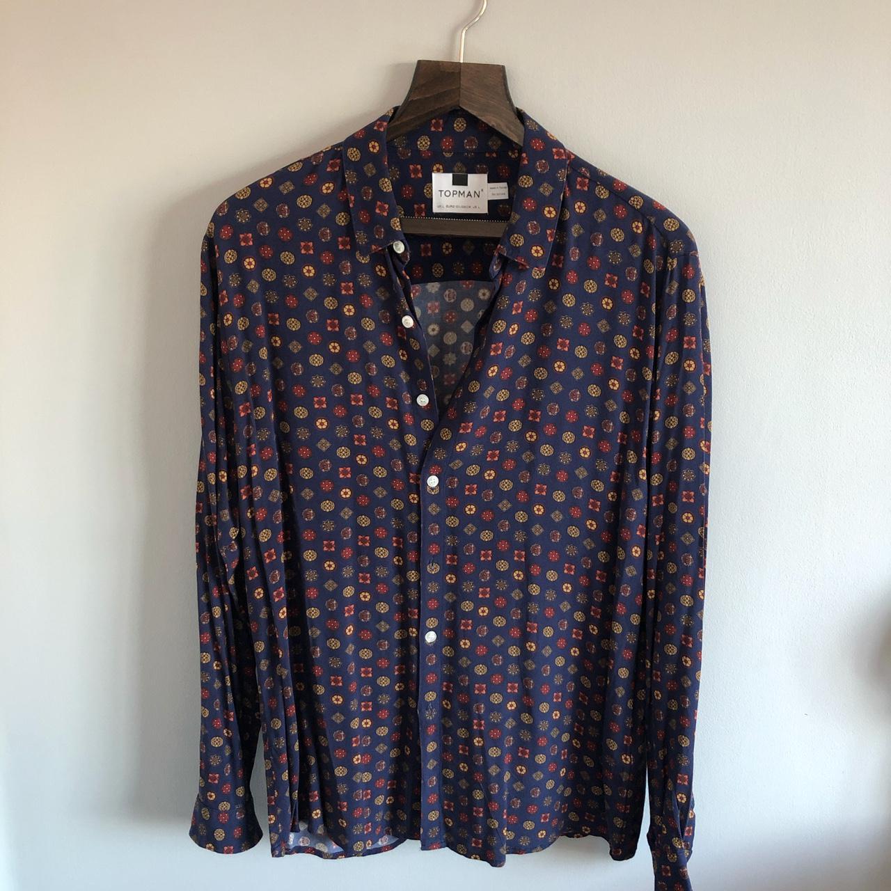 Topman Navy patterned Casual Shirt ️ Free UK... - Depop