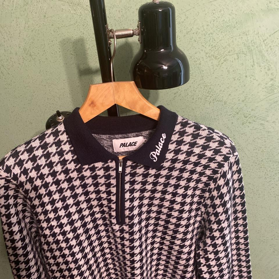 Men's Palace quarter zip houndstooth print wool knit... - Depop