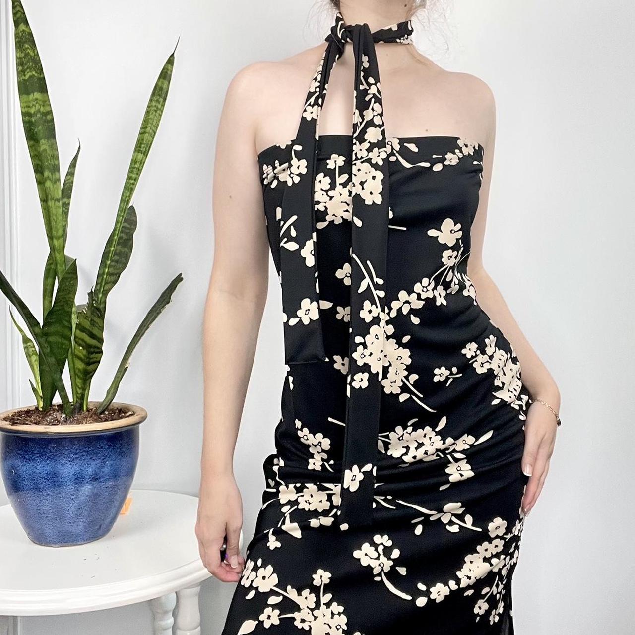 Y2k Black Floral Tube Top Dress the most darling