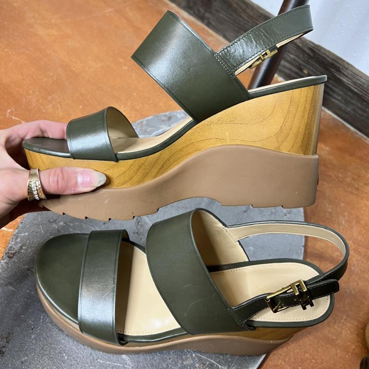 Michael kors tan wedges hot sale