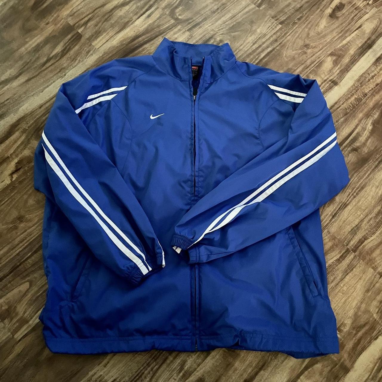 Vintage early 2000s Nike Team blue and white wind... - Depop