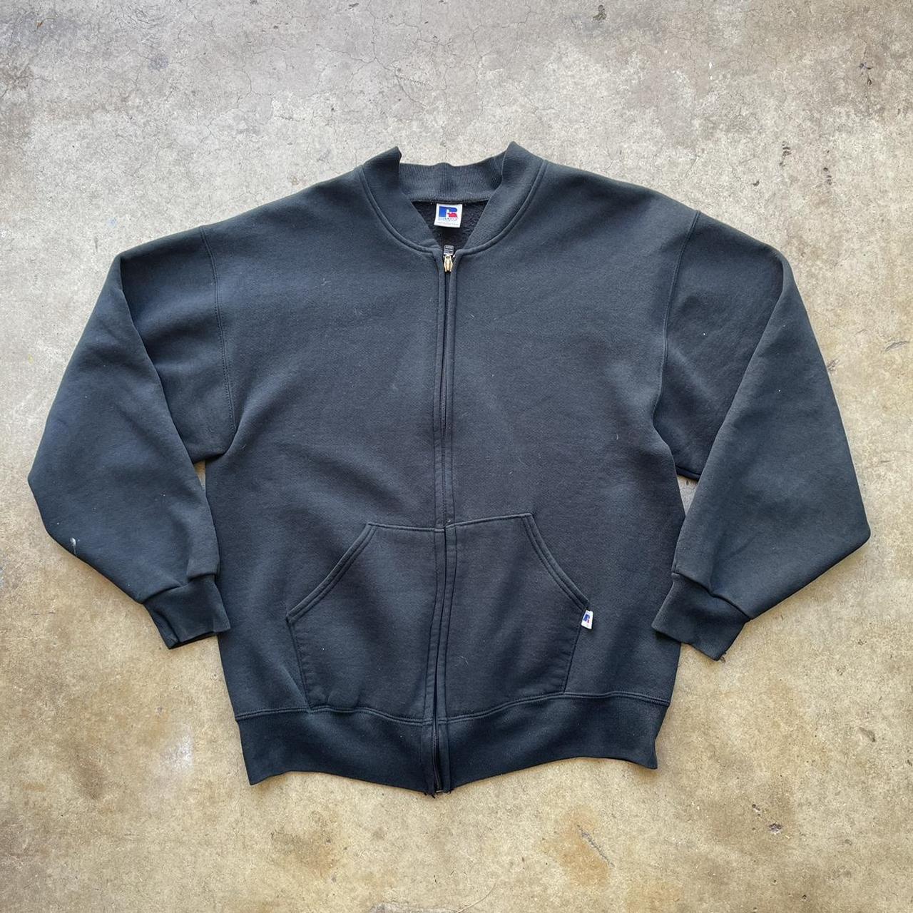 Vintage 90's Russell Athletic Full Zip Crewneck... - Depop