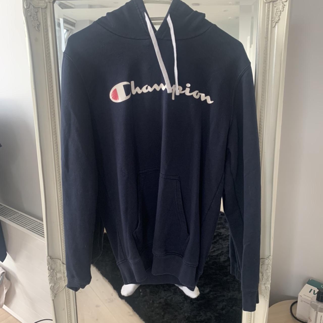 Champion Hoodie Navy blue Size: Men’s... - Depop