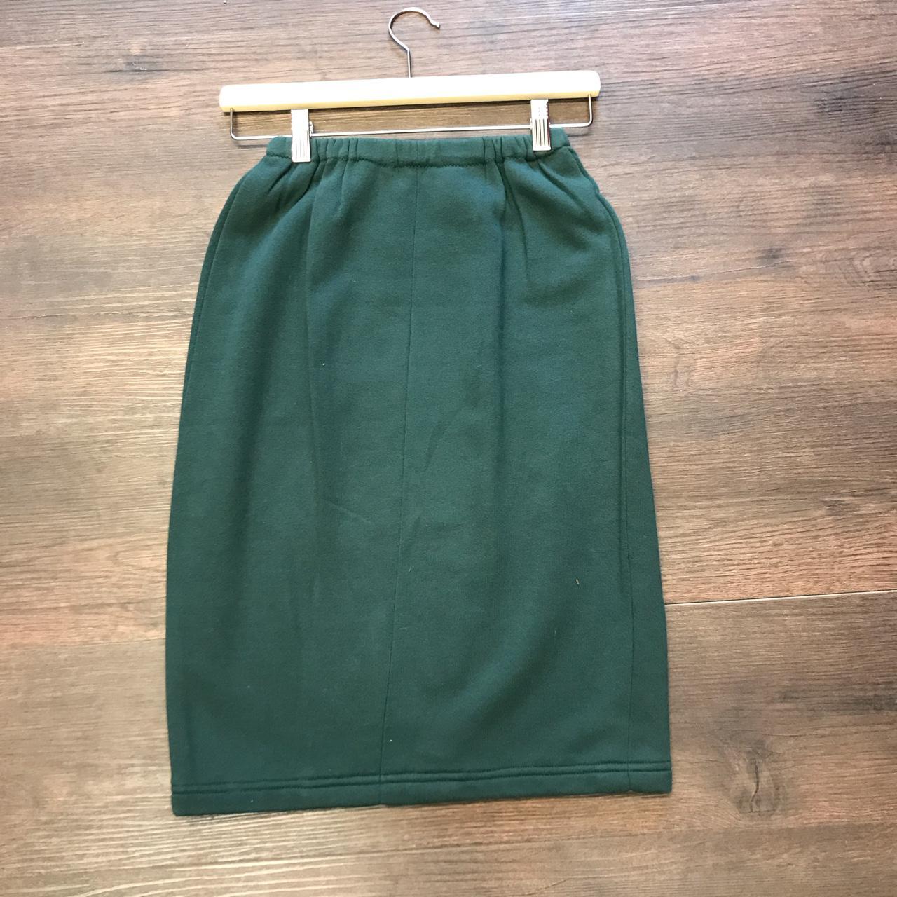 Vintage Olive Green Midi Skirt with Elasticated... - Depop