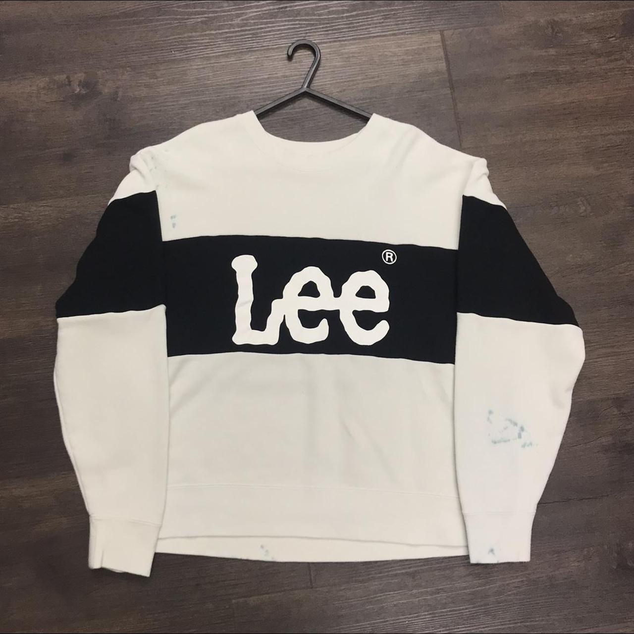 Vintage Black and White Lee Sweatshirt Size on... - Depop