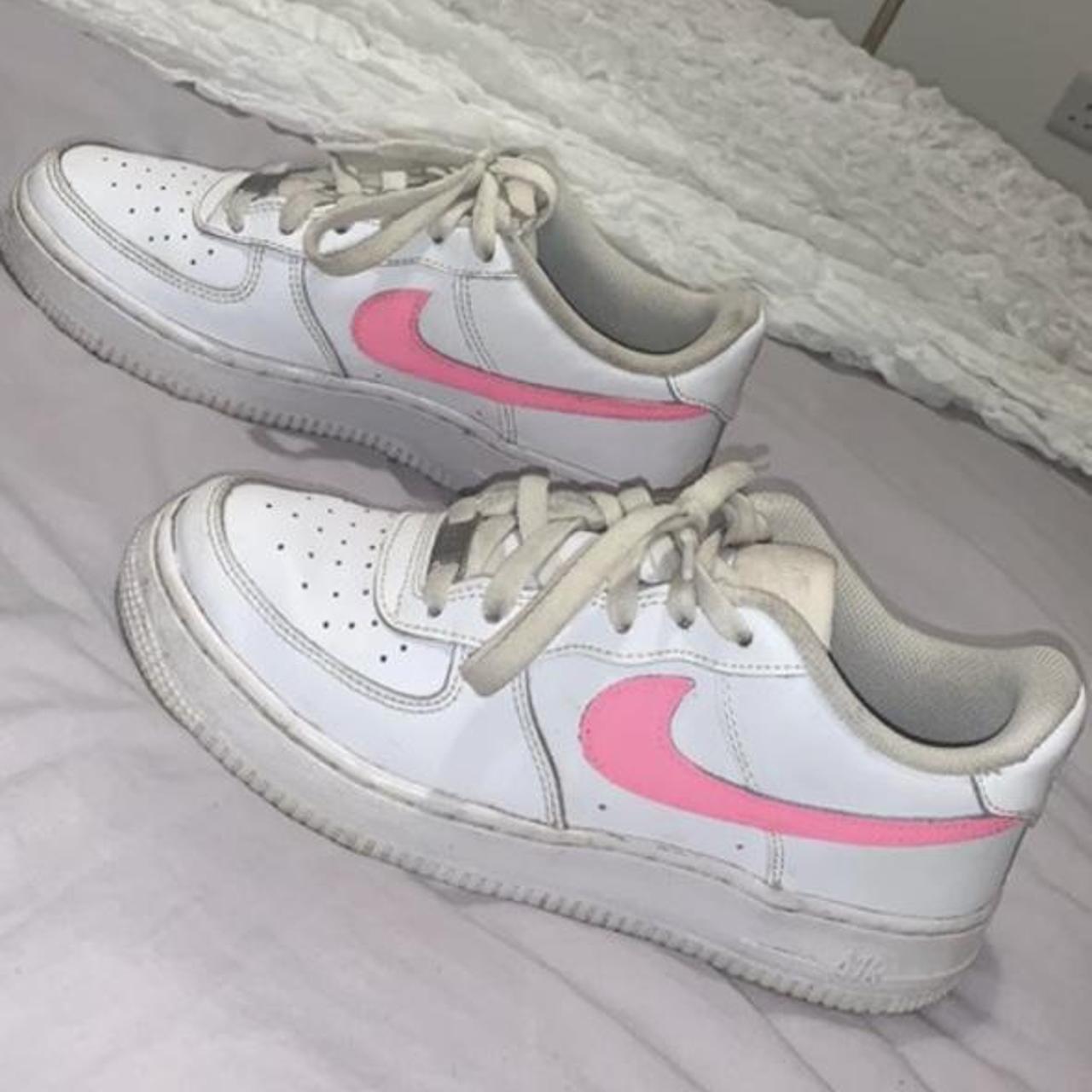 white air force pink tick