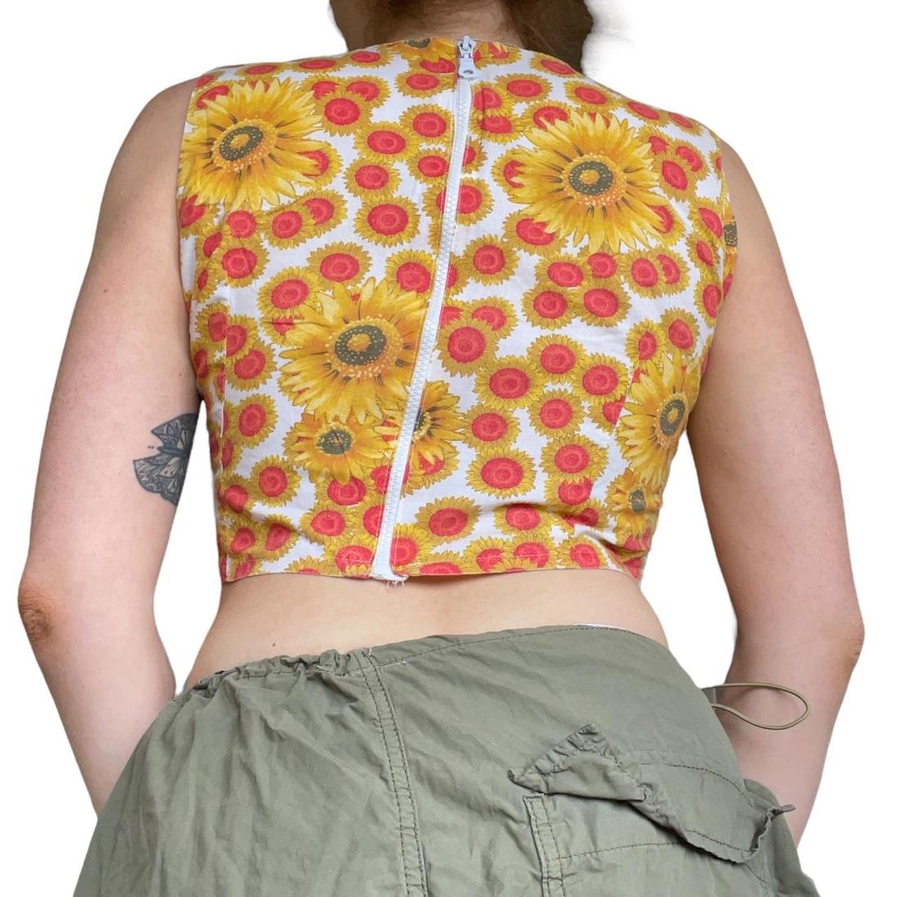 Women's Yellow and Red Croptop Depop