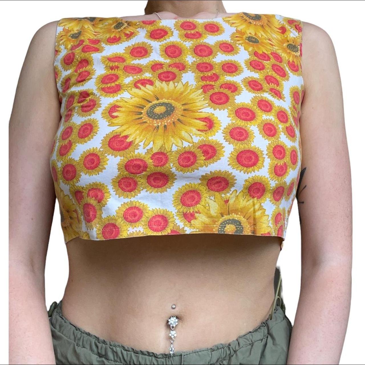 Women's Yellow and Red Croptop Depop