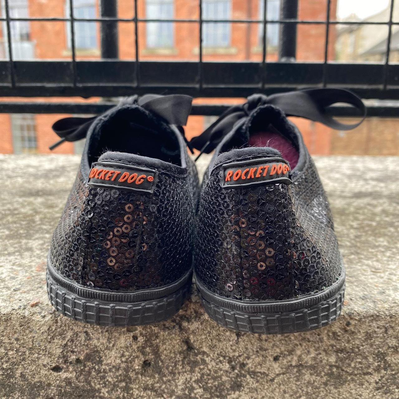 Rocket dog black sequin shoes U.K 4 Black ribbon... Depop